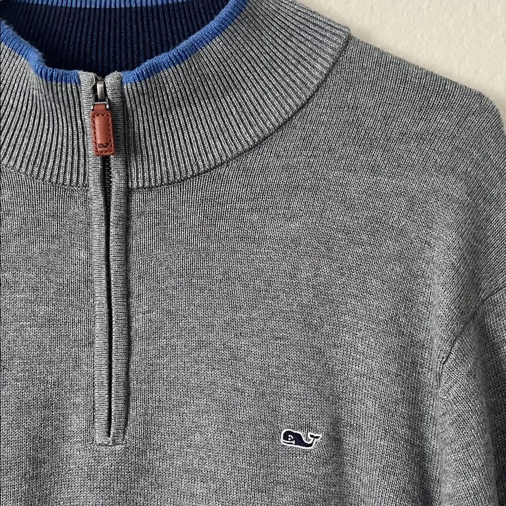 Like New! Vineyard Vines Men's Saltwater Quarter-Zip Pullover Sweater Gray in L